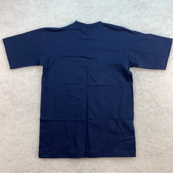 Vintage Virginia City (Nevada) T Shirt Solid Navy Blue With Logo, US Flag, Small - Picture 2 of 11